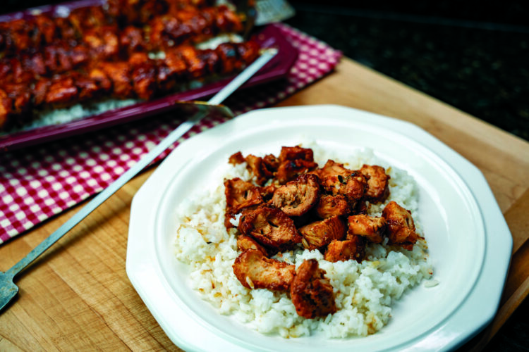 Take dinner outdoors  with grilled chicken skewers